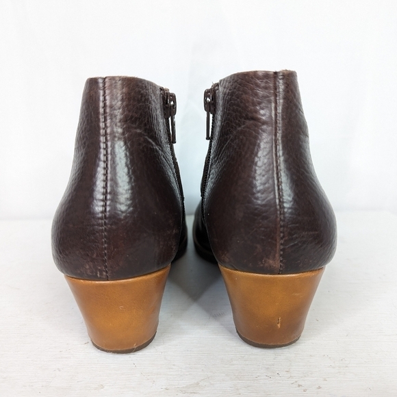 Kork-Ease Brown Leather Low Block Heel Ankle Booties - Picture 7 of 9